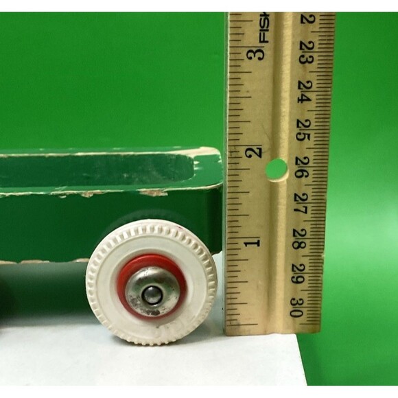 1970s Brio Distressed Wooden Train Trailer with Rubber Wheels - Picture 10 of 10